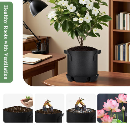 ZHIYUEJING 4Pcs Self Watering Pot Base with 1 Plant Grow Bag, Self Watering Pots for Indoor Plants, Plant Saucers, Auto Watering for Plants Indoor - Auto-Irrigation System for 5 Gallon Fabric Pots