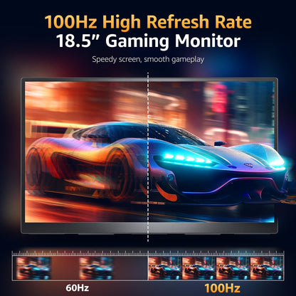 Upperizon Portable Monitor 18.5 inch FHD 125% sRGB 100Hz IPS HDR HDMI USB-C Travel Monitor for Laptop MacBook PC Surface PS5 Xbox, Large External Display with Kickstand & Speakers, VESA Compatible