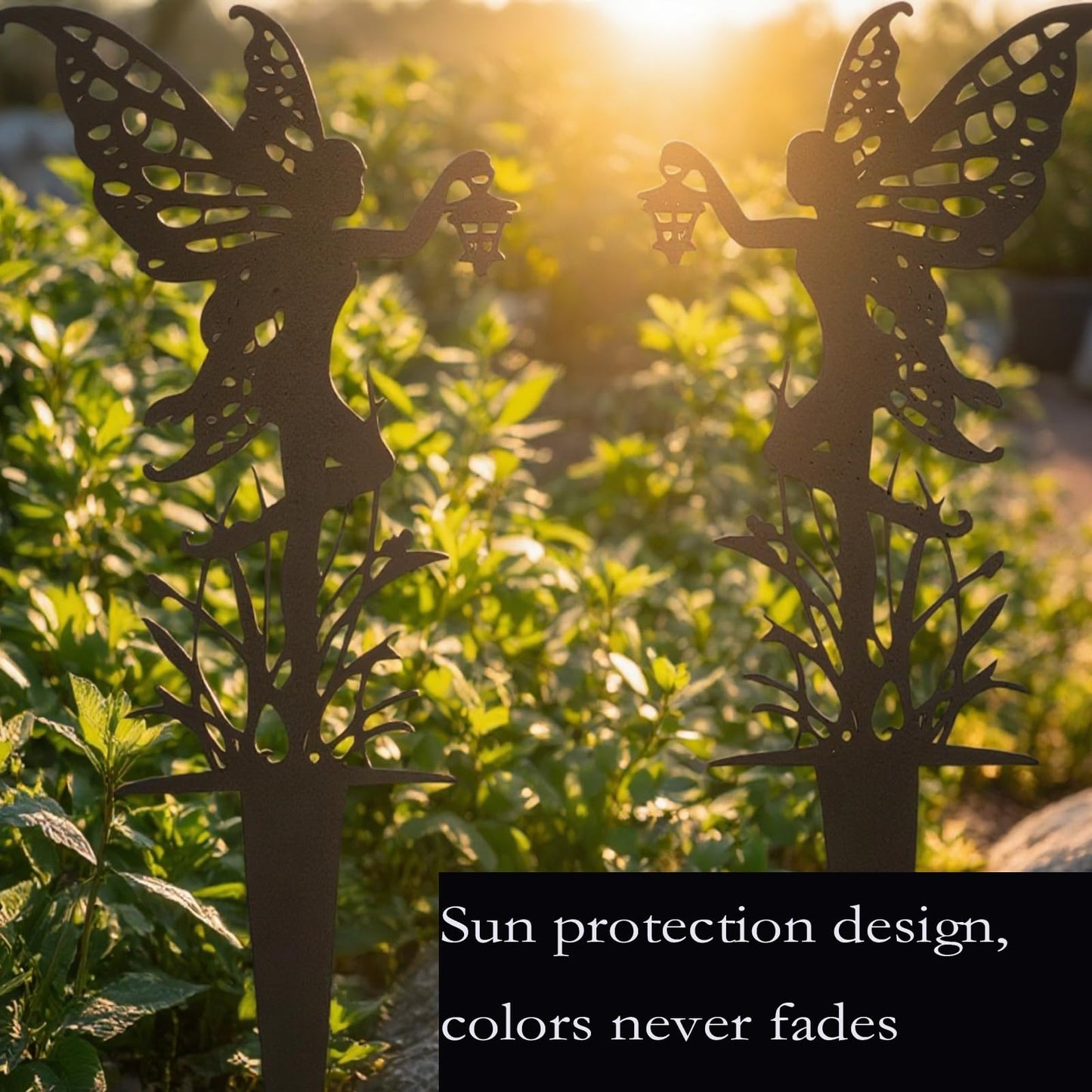 AJHXZMFC Decorative Garden Stakes， Fairy Garden Stakes, Butterfly Fairy Stakes for Weather Resistant Black Metal Outdoor Decorative Art for Women Gift (Matte Black, 6P-A)