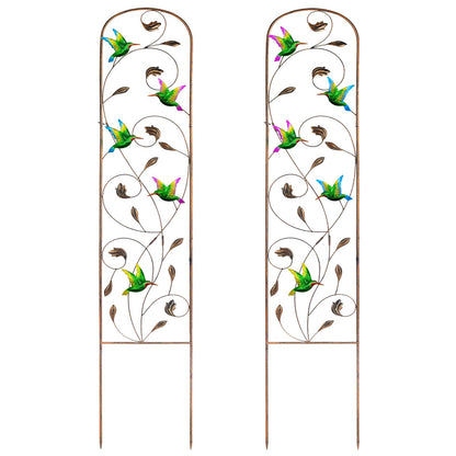 SUNNYPARK Set of 2 Hummingbird Metal Garden Trellis for Climbing Plants, Decorative Vegetables Flowers Vine Trellis for Outdoor Patio 60'' H x 11'' W
