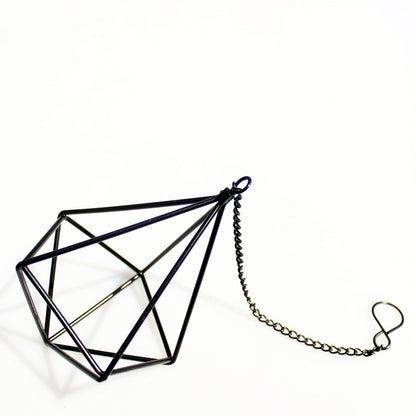 ZOOELAY Air Plants Hanging Holders Indoor Small Metal Airplants Rack Hanger Himmeli Geometric Planter Tillandsia Air Ferns Display with Chains 6 Pcs Black Diamond Shape …