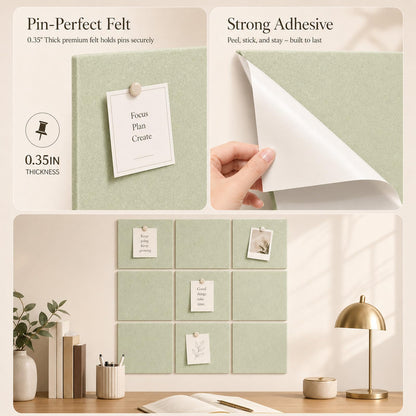 Baysola Felt Bulletin Board Panels 36 x 24 Inch Self Adhesive Wall Tiles Cork Board Alternative for Office Classroom Photos Notes 6 Pack