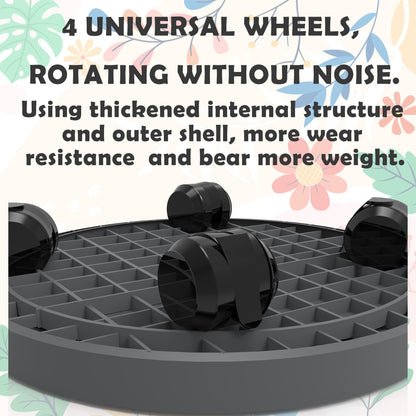 9.8 Inch Heavy Duty Plant Caddie with Wheels,Rolling Plant Stand Pot Trolley,Wheeled Planter Saucer Tray,Potted Flower Mover Dolly with Casters Round Coaster for Indoor Outdoor