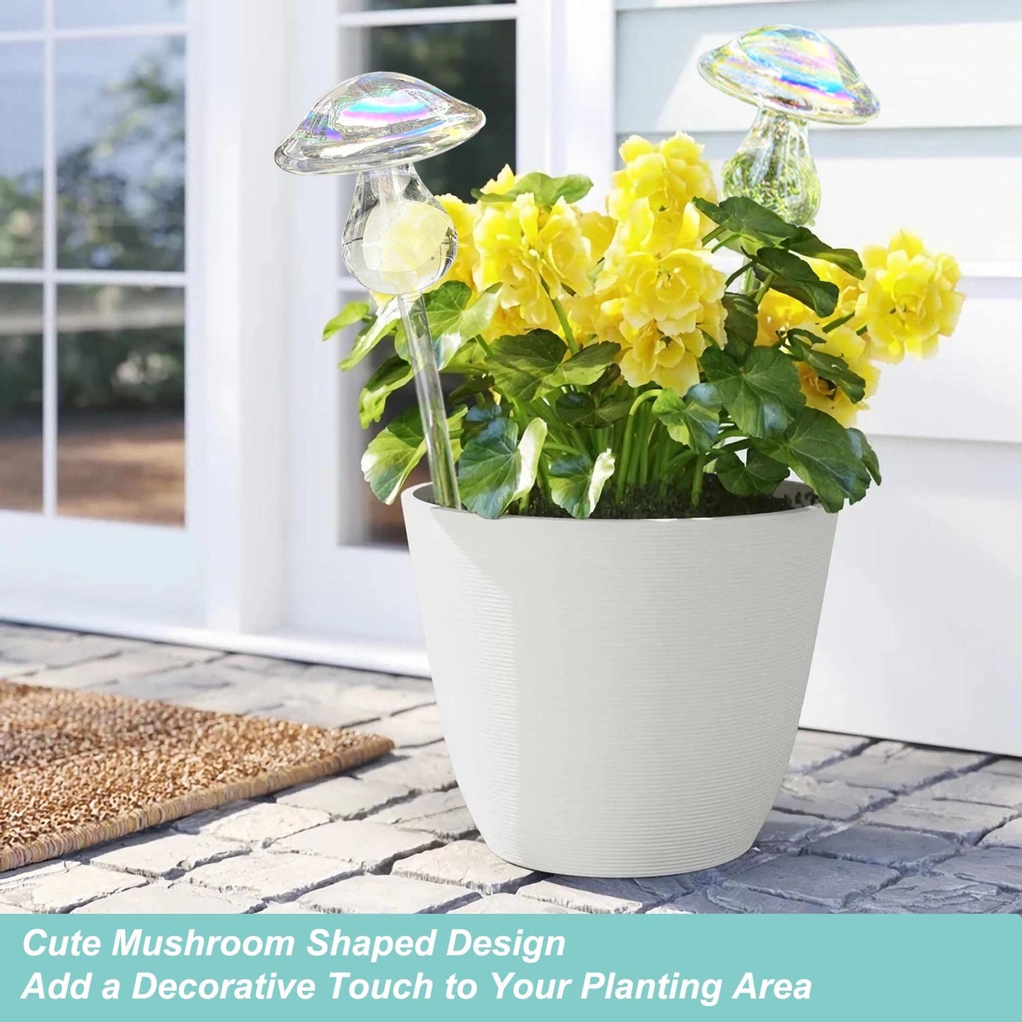 Kingbuy Iridescent Mushroom Self-Watering Globes for Plants - 2 Pack Automatic Plant Waterer Indoor/Outdoor, Plant Watering Devices with Continuous Moisture Supply, No Electricity Needed