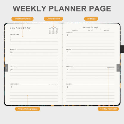 And Per Se Academic Planner 2026-2027 – Weekly & Monthly Planner, July 2026 to June 2027, A5 Leather Hardcover with Inner Pocket – Student & Teacher Organizer, 5.7" x 8"(Lunar Leaf)