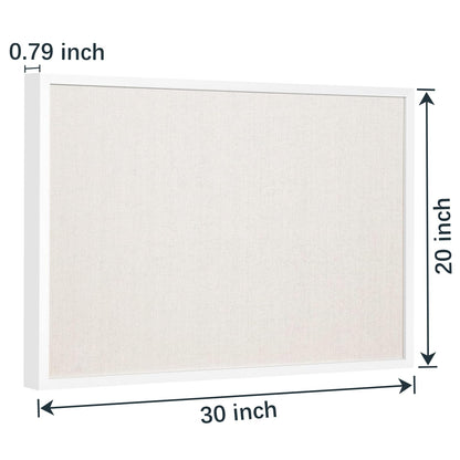 OWLKELA 20'' x 30'' Linen Bulletin Board, White Framed Corkboard, White Oak Frame Linen Cork Board, Vision Board and Decorative Hanging Pin Board