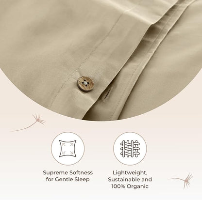 100% Organic Cotton Duvet Cover King Size - Naturally Soft Lightweight & Cooling Duvet Cover Set with Decorative Shams - Premium GOTS Certified 300 Thread Count Sateen Weave (Dune, King)