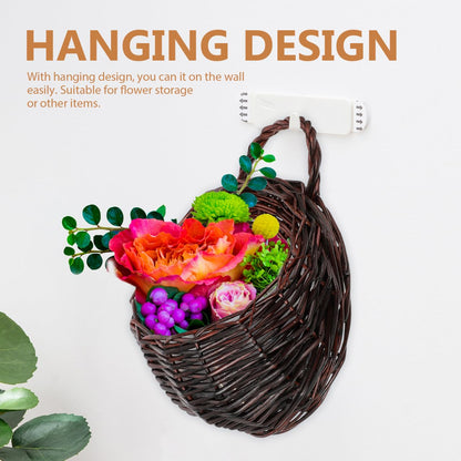 DOITOOL Rattan Woven Hanging Basket: 2PCS Wicker Wall Planter Woven Hanging Storage Basket Wall Flower Holders Indoor Outdoor Bohemia Planter