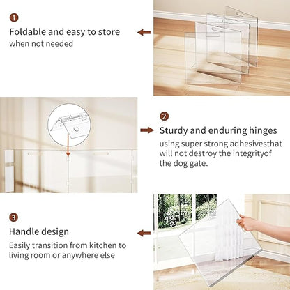 Acylic Pet Playpen Gate for The House Doorways, Clear Acrylic Pet Gate for Dogs, Freestanding, Clear (Medium, Panel, 4)