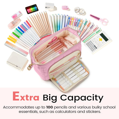 Sooez Large Pencil Case Pouch, Soft Pencil Bag with Zipper, Pen Bag Wide Opening, School Supplies Cute Pencil Case for Girls Boy Men Women, Purple