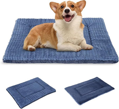 BVAGSS Reversible Dog Crate Pad, Memory Foam Pet Bed Mat, Soft Warm Machine Washable Sleeping Kennel Mattress for Small Medium Dogs XH079 (30''x20''x1.6'',Navy)