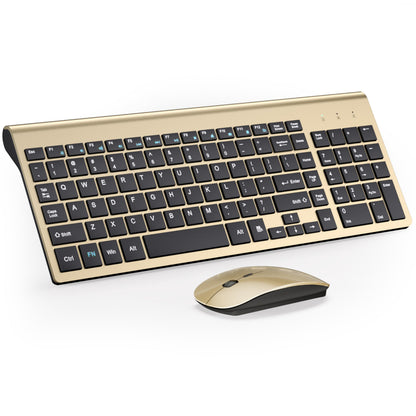Wireless Keyboard and Mouse Ultra Slim Combo, TopMate 2.4G Silent Compact USB 2400DPI Mouse and Scissor Switch Keyboard Set with Cover, Batteries Included, for PC/Laptop/Windows/Mac - Gray Black
