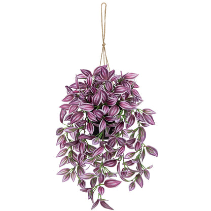 Briful Fake Hanging Plants 17.7" Faux Watermelon Peperomia Silk Plants with Black Pot Artificial Hanging Greenery for Home Garden Balcony Front Porch Outdoor Decor