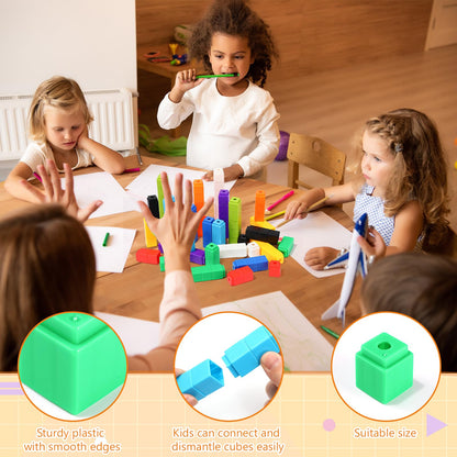100 Pcs Light Blue Linking Cubes for Math Counting Cubes Manipulatives Plastic Counting Block Manipulative Classroom Learning Supplies for Educational Preschool Activities Boy Girl (Light Blue)