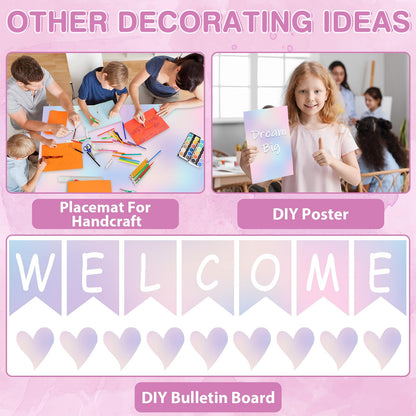 Dreamy Gradient Bulletin Board Paper Roll Pastel Gradient Bulletin Board Background Paper Back to School Classroom Decoration Poster Art Craft Home Wall Education Decoration Supplies 17.7in x 20ft
