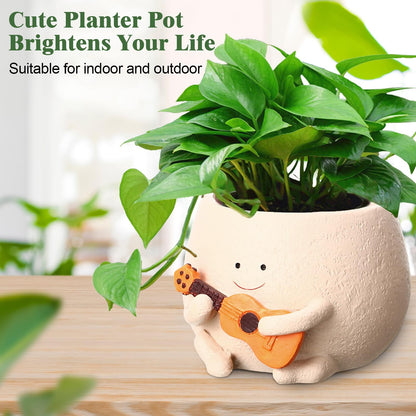 RimCereal 4 Pack Smile Face Planter Pot Small Hanging Swinging Planter Cute Holder for Indoor Outdoor Plants Funny Swing Gifts for Mother's Day Birthday Christmas