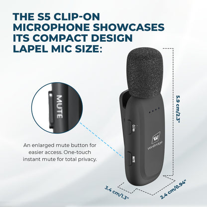 WinBridge Wireless Voice Amplifier for Teachers - Lapel Mic System Saves Your Voice | 15W Portable PA System with Bluetooth, 12H+ Battery, Auto-Pairing | No Headset, Ultra-Light 18.3g Clip Mic WB005N