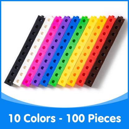 Odoorgames 100 Pcs Math Linking Cubes with 384 Cartoon Stickers - STEM Counting Cubes & Math Manipulatives for Kids, Learning Activities for Kindergarten & Elementary School