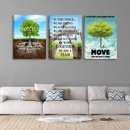 Motivational Wall Art Canvas Tree Poster Prints Wall Art Inspirational Canvas Wall Decor Success Artwork Entrepreneur Team Quote Office Wall Decor for Home Workplace Framed Decoration(36''Wx 16''H)