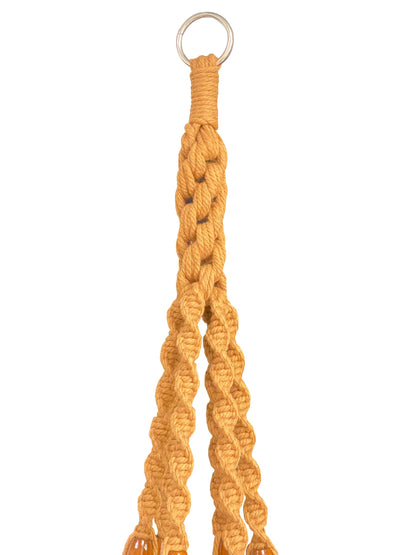 6 Legs Macrame Natural Brown Cotton Plant Hanger & Holder and Metal Ring, 51-inches Length (Without The White Pot and Plant) (Brown)