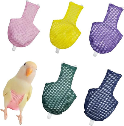 5 Pcs Summer Holey Style Bird Diaper Parrot Nappy Reusable Flight Suit with Waterproof Inner for Parakeet Cockatiel Macaw Budgie Lovebird Conure (2XL)