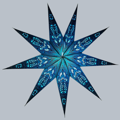 YEPSIO Lantern Lampshade 9 Pointed Paper Star Light Shades Large 60cm Star Hanging Decorations for Christmas Wedding Home Decoration Birthday Party (Blue)