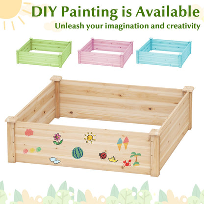Giantex Raised Garden Bed, Wood Planter Box, Outdoor Square Garden Bed for Vegetable Flower Herb Succulent, 40" Lx40 Wx12 H, Easy Assembly