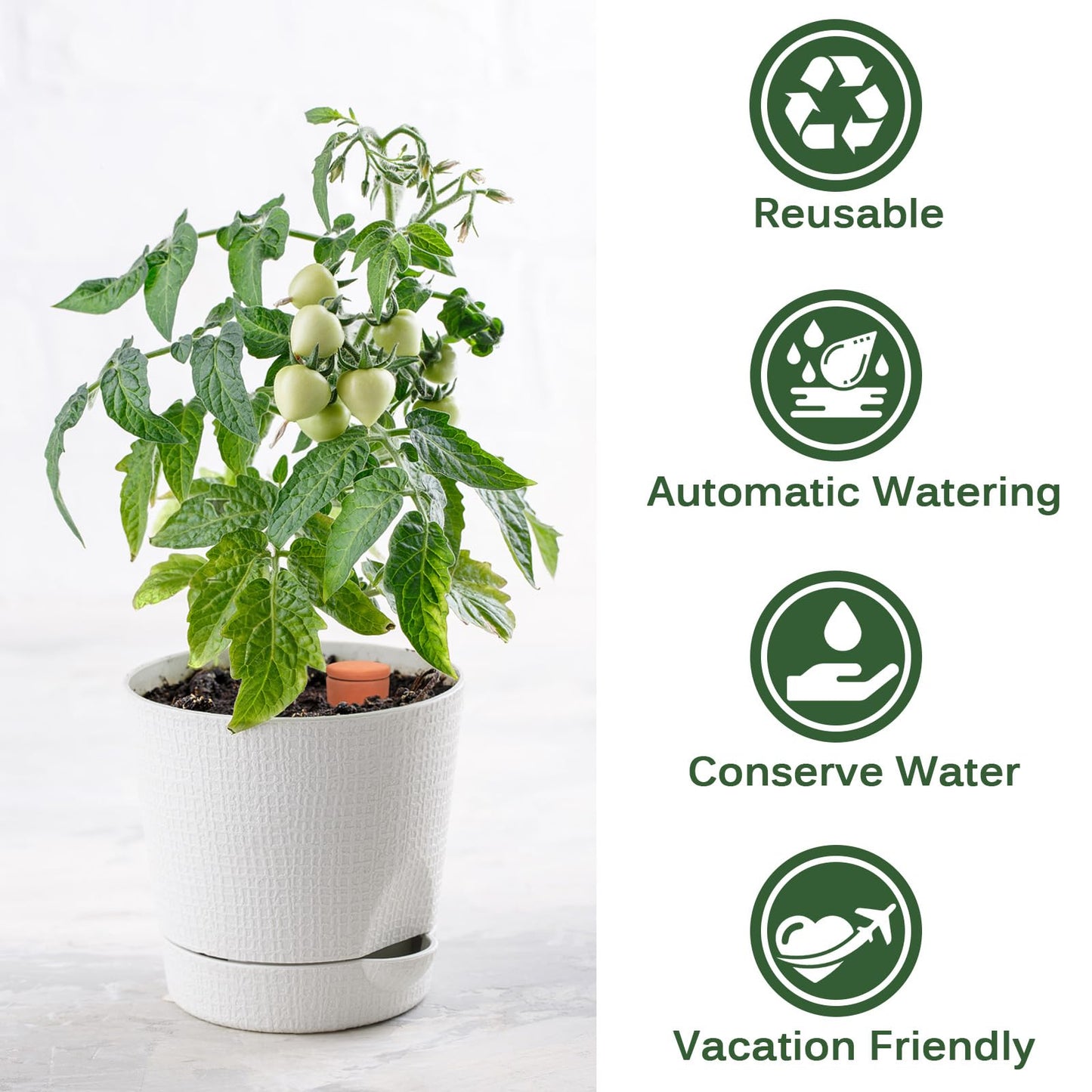 Terracotta Ollas Watering Pots, 2 PCS Slow Release Plant Watering Globes Terracotta Self Watering Planter Insert, Holds 15 Oz Water Automatic Watering System for Potted Plants While On Vacation