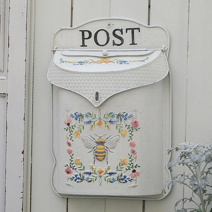 BIG FORTUNE Wall Mount Mailbox for House Outside Vintage Metal Door Mailbox Antique Style Nostalgic Charm Home Decor Garden Vintage English Cottage Decor Flower Patter