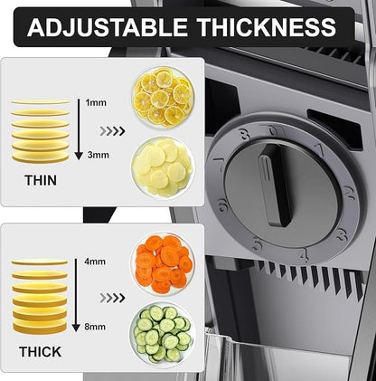 SupMaKin Safe Mandoline Slicer for Kitchen, Potato Slicer for Chips, Vegetable & Food Cutter,Thickness Adjustable 0.1-8 mm, Kitchen Faster Slice Artifact (Only Slicer)
