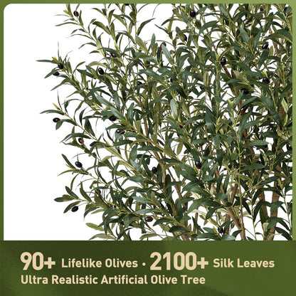 Verinatural Olive Tree Artificial Indoor 7ft - Large Fake Plants - Realistic Faux Olive Tree in Pot - Tall Artificial Plants for Home, Patio, Living Room, Office Decor,VN138