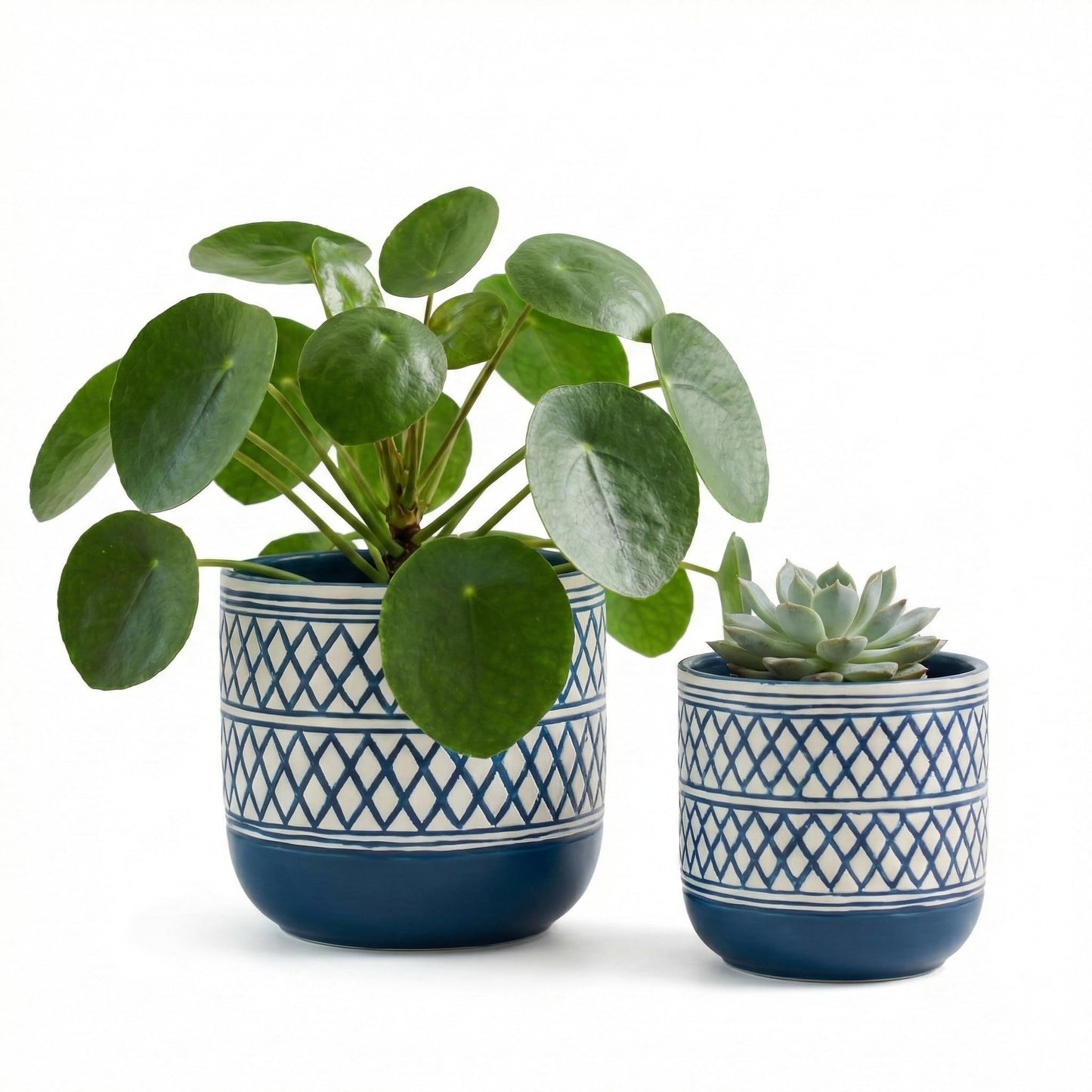 HERDUK Decorative Ceramic Flower Pots Set of 2 – 6 & 4.7 Inch Indoor Plant Pots, Boho Decorative Pots for Plants, Orchid & Succulent Planters with Drainage