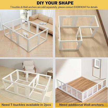 EVERFRONT Clear Acrylic Plastic Dog Playpen - Clear Dog Play Pen - Easy Assemble Acrylic Dog Playpen - Puppy Playpen, Cat Playpen, Small Animal Playpen, Dog Play Pen Indoors (White, 23.6" H, 12PCS)