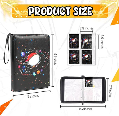 400 Pocket Trading Card Binder with 50 Removable Sleeves, Portable Zippered Card Holder, Collection Album Book Case Storage for MTG, TCG, Sports, Game Cards (Starlit Sky)