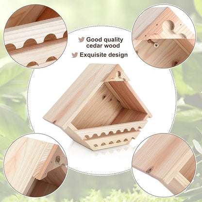 DoubleFill 1 Pcs Cedar Dove Nesting Box Bird House Outdoor Wood Triangular Opening Bird Box House for Doves Nesting and Roosting Platform Garden Decoration