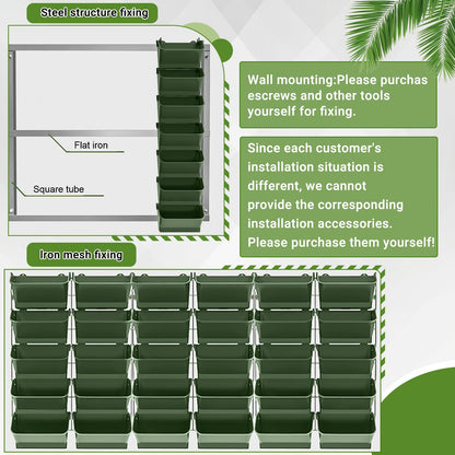 Briwooody 30 Set 60 Pocket Vertical Stackable Wall Planters Kit Outdoor Self Watering Plastic Planter Grow Hang Mount System for Strawberry Flower Vegetable Home Fence Balcony Wall Decor