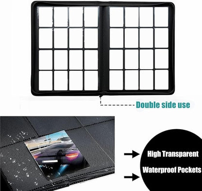 Trading Card Binder 16 Pocket, 1664 Pockets Ringless PU Cover Card Collection Binder, Double Sided Card Binder Collector Album, Card Folder for MTG, TCG, Sports Cards, Game Card (Black, 16Pockets)