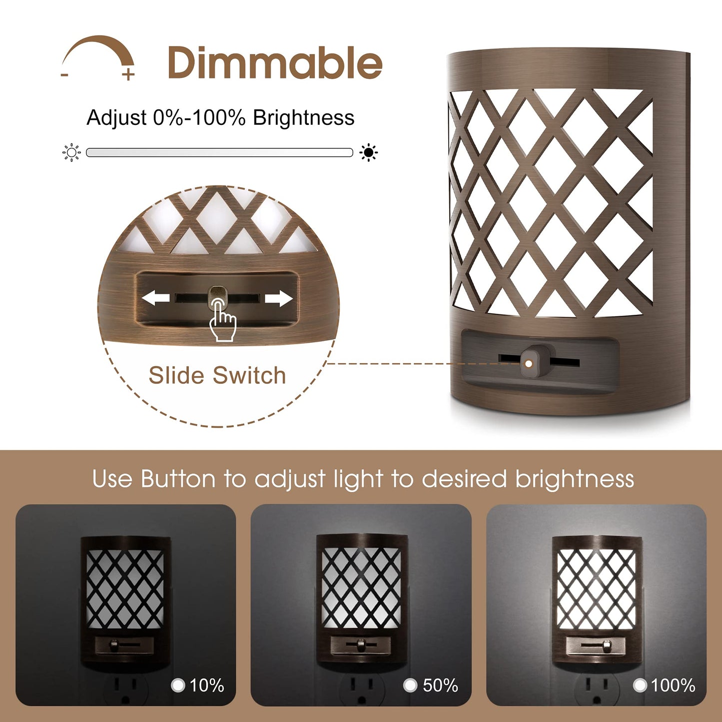 Night Light, Nights Lights Plug Into Wall [2 Pack], Plug in Night-Light, Nightlight, Dusk to Dawn Sensor, Adjustable Brightness Nightlights for Bathroom, Hallway, Stairway, Soft White