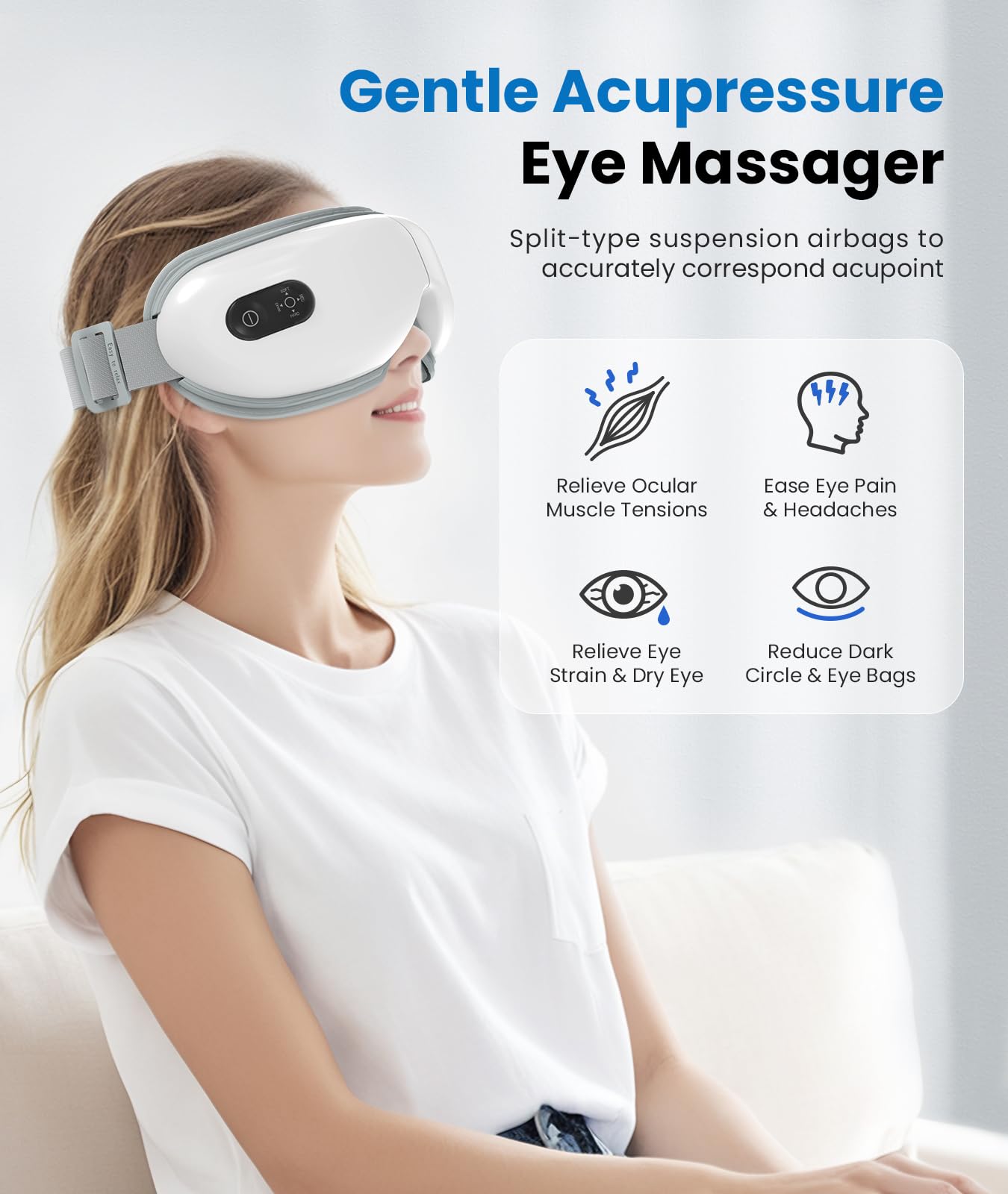 VANI Eye Massager with Heat, Father's Day/Birthday Gifts for Women/Men/Mom/Dad, Eye Massager for Migraines, Heated Eye Mask Massager Reduce Eye Strain, Dark Circles and Dry Eyes