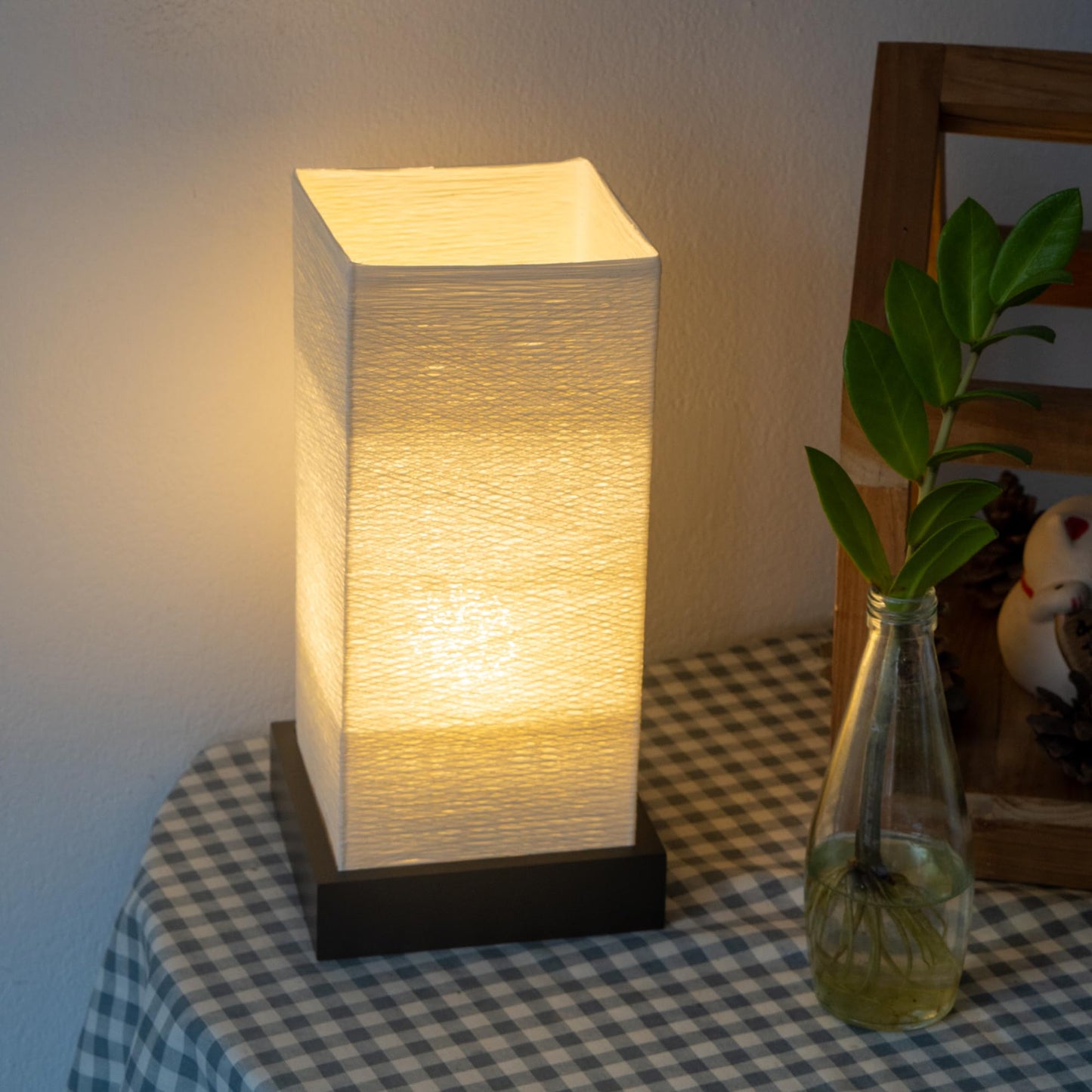 Import Nomad Unbound Dimmable Japanese Lamp Table Lantern • Small Warm Woven Glow Light • Nightstand Bedside Akari • Noguchi Style | UL Wire | Instructions + Lightbulb Included | (Ivory)
