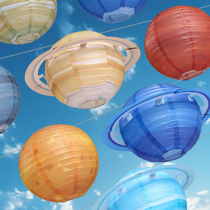Fontien 8 pcs Planet Paper Lanterns,10 inch Outer Space Party Decorations, Solar System Hanging Paper Lanterns for Kids Birthday Baby Shower Science Classroom Home Decor