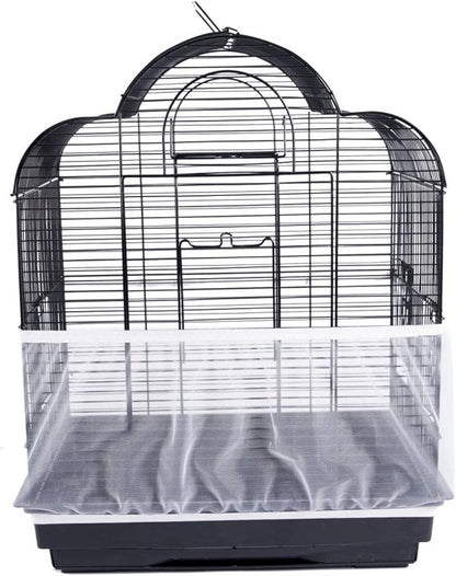 Hakeeta Bird Cage Skirt, Mesh Bird Seed Catcher, Birds Cage Airy Net Cover, Soft Nylon Ventilated Skirt Traps Cage Basket Seed Guard Parrot with Adjustable Drawstring.(Large Size-XL(White)