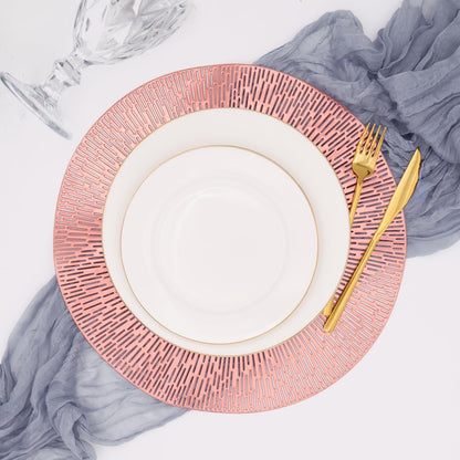 Round Placemats Rose Gold Placemats Set of 6 Metallic Vinyl Place Mats Non Slip Tablemats Table Setting Kitchen Table Mats for Dining Table Holiday Wedding Decorative