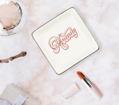 WODMIS Howdy Cowgirl Western Ceramic Jewelry Tray Dish, Red Cowgirls Jewelry Plate Dish, Preppy Howdy Sign Ceramic Ring Trinket Dish, Birthday Gift For Women Cowgirls Jewelry Trays