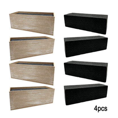 LIUXINJIAN-RHX Wood Boxes for Centerpieces 12x4 Inch Rectangle Wooden Planter Box Rustic Wood Planter with Removable Plastic Liner Floral Foam Blocks for Centerpieces Home Wedding Garden Decor (4)