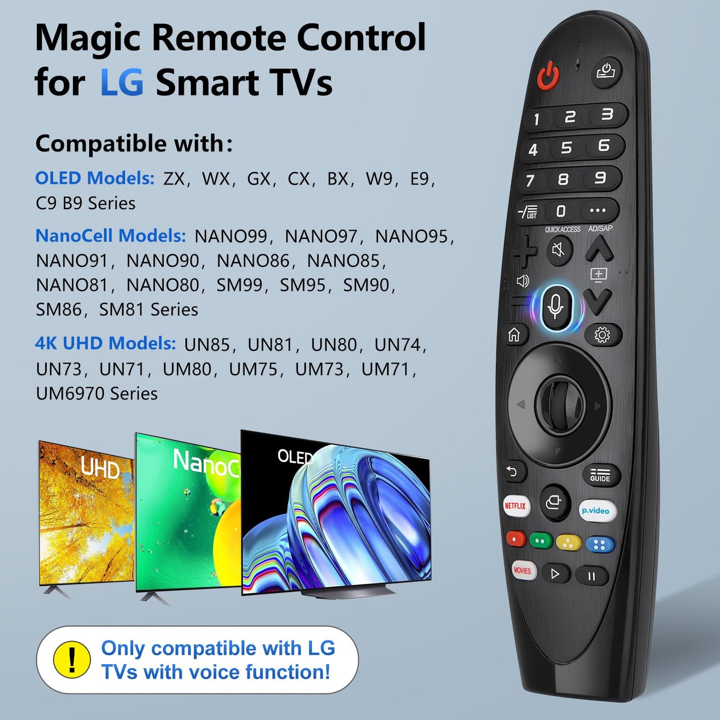 Voice Magic Remote for LG-Smart-TV-Remote Control Replacement, AKB75855501 AN-MR20GA MR19BA MR18BA MR650A with Voice Recognition and Pointer Function