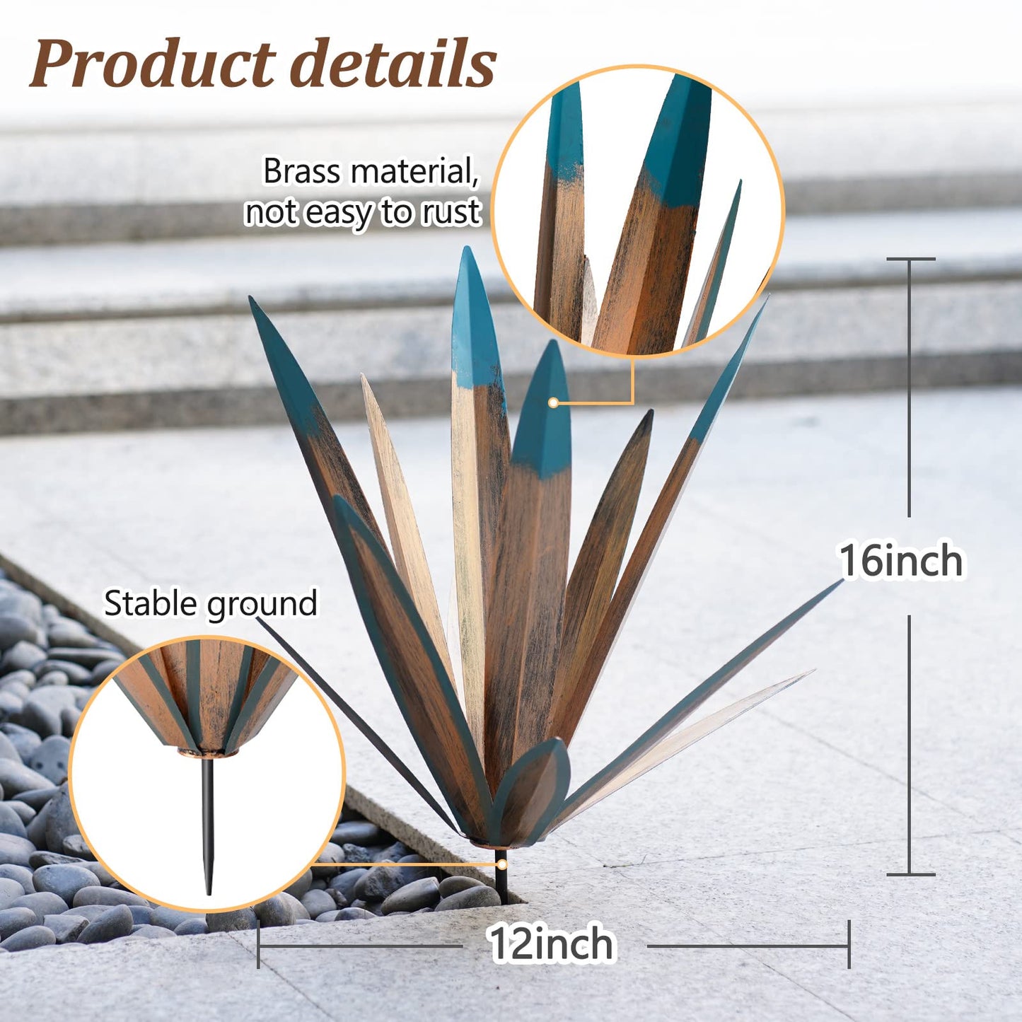 VChymm 2pcs Metal Country Tequila Sculpture DIY Plant Home Decor Garden Ornament Indooutdoor Statuette Patio Lawn Stake Decoration Gift 16"