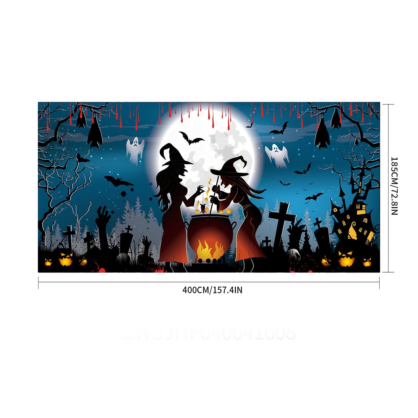 LeDuo Halloween Garage Door Decorations - Witch Door Cover, Hanging Banner, Cauldron Backdrop Mural for Home, Outdoor, Indoor, Spooky Party, Wall, Window, Yard - 6X 13 ft