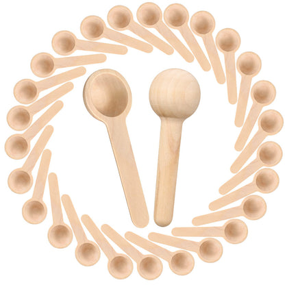 Patelai 100 Pieces Mini Wooden Spoons Bulk 3 Inch Small Condiments Tiny Jars Spoons for Coffee Condiment Honey Teas Sugar Kitchen Cooking Bath Salt (Cute Style)