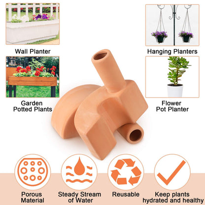 Blushtier 4 Pcs Terracotta Watering Spikes Large Capacity Tank Self Watering Planter Water Storage Reusable Automatic Terracotta Water Devices Self Irrigation System for Houseplants Garden Flowers